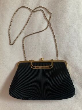 Vintage Carlo Fellini Black Satin Evening Bag